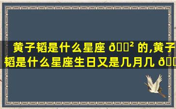 黄子韬是什么星座 🌲 的,黄子韬是什么星座生日又是几月几 🌷 日